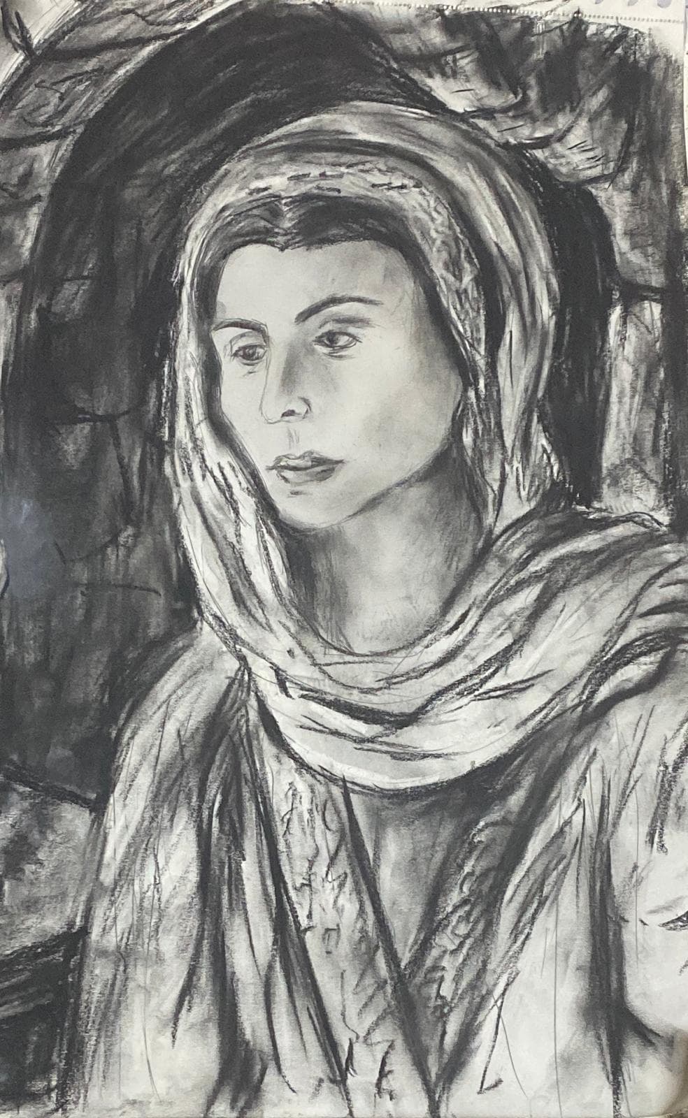 The Witness, Charcoal on paper, 2024.